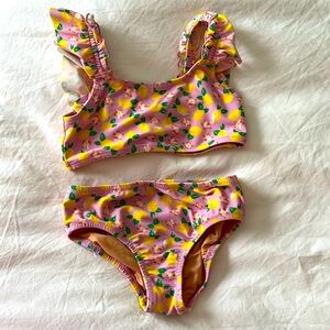 JCREW crewcuts pink lemon bikini bathing suit, size 4-5 little girls EUC
